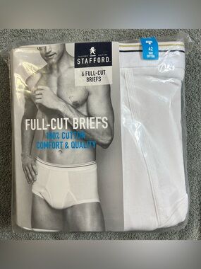 New! 6 Pairs Stafford Full Cut Briefs Underwear 100% Cotton Mens Size 42